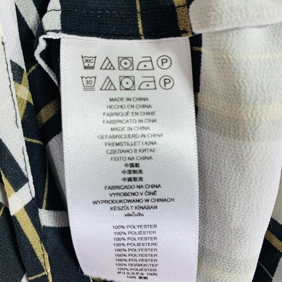 Michael Kors sheer plaid print light weight button down blouse long sl top sz xl - Picture 14 of 16
